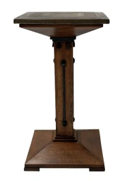 Vienna Secession Pedestal in Oak with Patinated Brass Top, 1900s